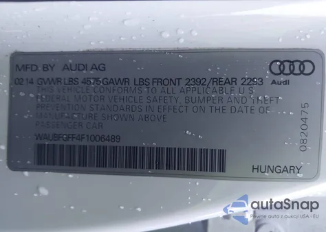 2015 Audi A3 2.0T Premium from USA, damaged, VIN WAUBFGFF4F1006489